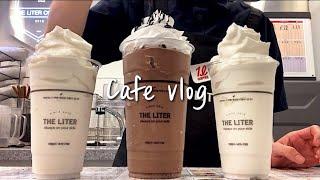 (Eng)Najing excited by squeezing whipped cream beautifully / cafe vlog