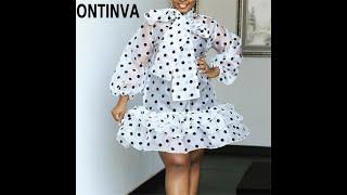 Glamour Party Polka Dot Long Sleeves Plus Size Celebrity Dress