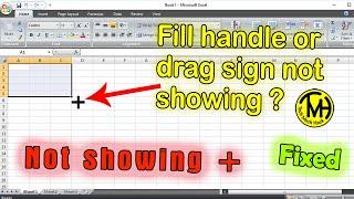 MS Excel Fill Handle and drag and drop sign not showing solved.