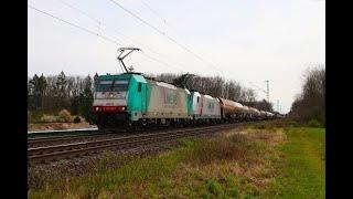 [Doppeltraktion] LINEAS Bombardier Traxx 186 349-7 und 186 384-4 mit Kesselwagen in Bischofsheim