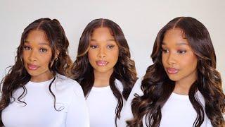 Most Natural Brown Highlight Glueless Loose Wave Wig Install Ft UNice Hair