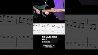 D Major Scale Guitar With Tabs - 3 Octaves  #shorts