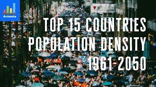 Top 15 countries by Population density per kilometer square | TIDA Animated Stat (1961-2050)