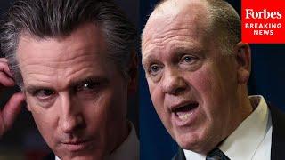 Newsom Asked Point Blank To Respond To Tom Homan Telling Democrats To 'Get The Hell Out Of The Way'