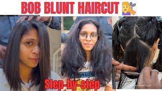 BOB BLUNT HAIRCUT KAISE KARE ?￼ Blunt Hair cutting step-by-step ￼#trending #hairstyle #youtubeindia