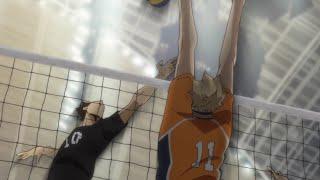 Suna Rintaro whole upper body Spike against Tsukishima Kei | Haikyuu!! To the Top Season 2 Episode 6