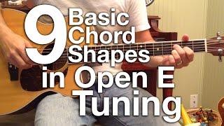 Basic Chord Shapes in Open E Tuning