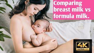 Comparing breast milk vs formula milk. new mom [4K Breastfeeding] #breastfeeding