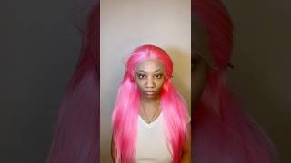 Valentine’s Day Pink synthetic wig install