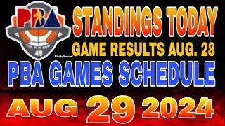 PBA Standings today as of August 28, 2024 | PBA Game results | Pba schedule August 29, 2024