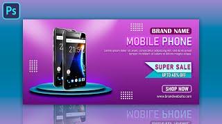 E-commerce Website Banner Design For Mobile Phone Sale In Photoshop CC | Photoshop Tutorial