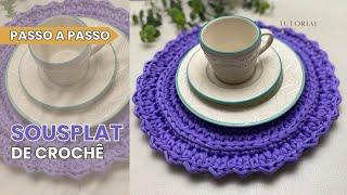 Sousplat with knitted yarn / How to make a crochet placemat with residual yarn