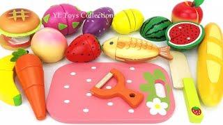 Learn Names of Fruit and Vegetables with Fish Apple Wooden Cutting Toys Learning Videos