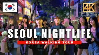 4K Seoul, South Korea Night Walk - Hongdae Saturday Nightlife | 4K HDR Korea Walking Tour