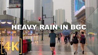 Intense Thunderstorm in BGC! | 1 Hour Heavy Rain Walking Tour | Bonifacio Global City, Philippines