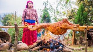 सिँगै खसी यसरी पकाएर खाईयो | 20 kg Whole GOAT Grilled By Kanchhi