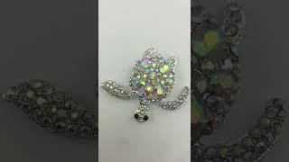 Custom Rhinestone Turtle Brooch Pin Embellishment Cute Tortoise Brooches Girl Gift Animal Hijab Pins