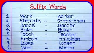 suffix words in english/50 suffix words/suffix and prefix/suffix word/Suffix word in english grammar