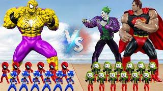 Rescue SUPERMAN BLACK Vs SPIDERMAN Yellow Family, JOKER: Who is the King of superheroes? | POW FUNNY