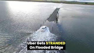 Driver Attempts to Cross causeway as Tide Comes In