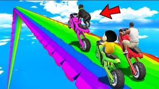 SHINCHAN AND FRANKLIN TRIED THE THANOS MEGA RAMP PARKOUR CHALLENGE GTA 5 GAMEPLAY