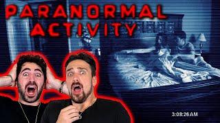 Easily scared man-babies watch *PARANORMAL ACTIVITY*