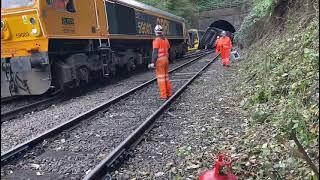 GBRF 59003 TO THE RESCUE, SALISBURY TRAINS CRASH