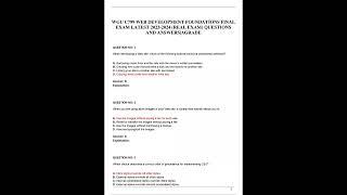 WGU C799 WEB DEVELOPMENT FOUNDATIONS FINAL EXAM LATEST 2023 2024 REAL EXAM QUESTIONS AND ANSWERSAGRA