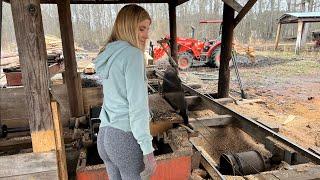 Sawing Porch Posts on a Corley Circle Sawmill!