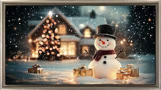  Christmas Wonderland - Snowman blinking - Star shines | 4K Screensaver for TV | 1 Hour  - no sound