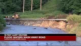 Akron's Canyon Brook Drive partially collapses during Thursday's storms