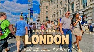 Scenic Summer Walk from Victoria to Waterloo  | 4K HDR | Lambeth Bridge, Southbank, London Eye ️