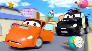 The Car Patrol: Fire Truck and Police Car : Ice Cream Thief in Car City | Cars cartoon for children