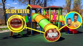 Drone Catches SLIDE EATER EATS Vlad and Niki AT THE PLAYGROUND!!