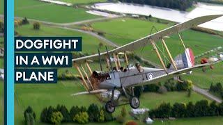 A dogfight in a WW1 biplane.