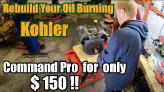 HOW TO  Rebuild Kohler CH20 20hp Command Pro On A Budget | Oil Burning Smoking Walker Mower Engine