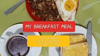 My #breakfast Meal #food #foodie #toastedbread #sisig #egg #veges #hotcocoa #trending #viral #trend