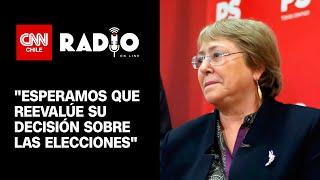 “Esperamos que reevalúe su negativa”: PS insiste en la candidatura presidencial de Michelle Bachelet