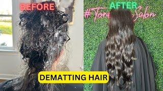 Dematting Extremely Matted Hair & Installing Hair Extensions Using The Swan Method