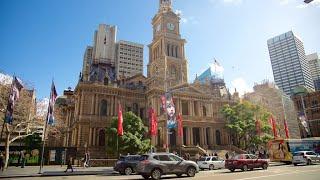 George Street, Town hall, Sydney, Australia Walking Tour.