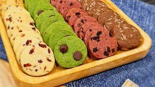 Icebox Butter Cookies 4 flavors 冷冻牛油曲奇饼干4种口味|蔓越莓，抹茶，红丝绒，巧克力Cranberries, Matcha, Red Velvet,Chocolate