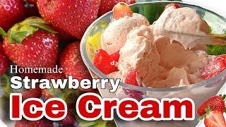 HOMEMADE STRAWBERRY ICE CREAM RECIPE | 3 MAIN INGREDIENTS SUMMER DESSERT