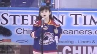 Elizabeth Hughes, 8 years old, encore performance of National Anthem, Norfolk Admirals, Scope Arena