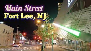 Night walk on Main Street in Fort Lee, New Jersey, USA