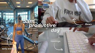 a 5am productive day in my life | early workouts, studying, + meetings | pre-med student