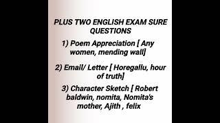 Plus Two English Onam Exam Sure Questions #plustwoenglish #importantquestions #plustwoexam2024