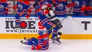 Alex Laferriere Hit on Connor McDavid Kasperi Kapanen Fight | Edmonton Oilers vs LA Kings Highlights