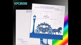 Pristine White Color With Blue Chariot Theme Wedding Card - KPC89300