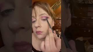 Frosted Purple Cut crease winged shadow on hooded eyes