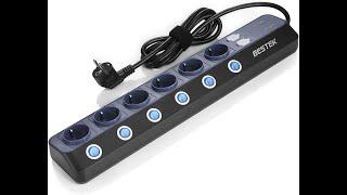 Bestek 6x Power Socket 3600W-single switch - 4 USB-surge protection (Look 'n feel)